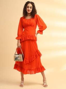 JUSTIN WHYTE - Orange Layered Midi Dress