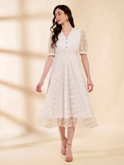 JUSTIN WHYTE - Fit And Flair Lace Dress