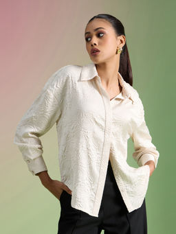 RSVP by Nykaa Fashion - Cream Self Design Shirt Full Sleeves Shirt