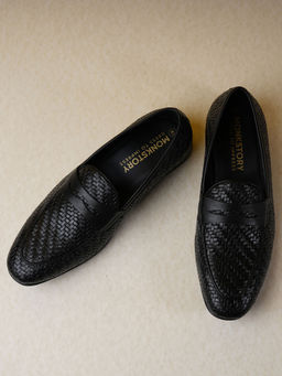 Monkstory - Braided Flexi Business Moccasins Black