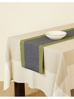 Fabindia - Green Indigo Zeeya Woven Cotton Table Runner (S)