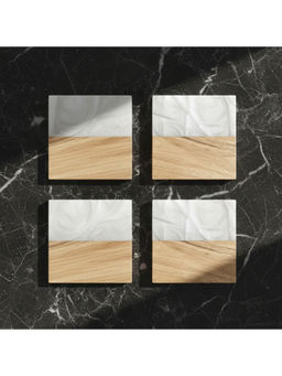 Car-O-Bar - Brown Natural Wood & Resin Coasters (Pack of 4)