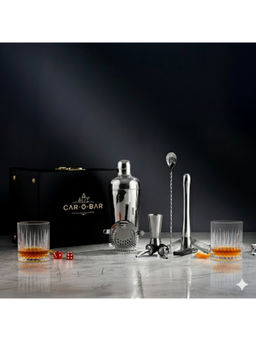 Car-O-Bar - 11 Pieces Silver Bartender Kit