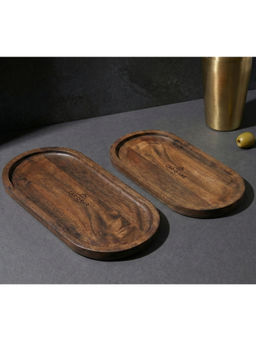 Car-O-Bar - Brown Premium Wooden Serving Platters (Pack of 2)