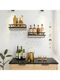 Car-O-Bar - Brown Multipurpose Wooden Wall Mounted Wine Racks (Pack of 2)