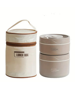 YELONA - Brown 2 Insulated Bento Lunch Box with Thermal Bag