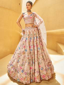 Panchhi - Gold Sequins Work Semi-Stitched Lehenga-Choli with Dupatta (Set of 3)