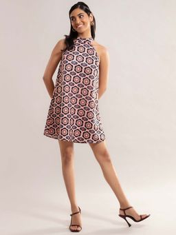 Twenty Dresses by Nykaa Fashion - Multi Color Printed Halter Neck Mini Dress