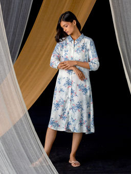 W - Floral Kurta White