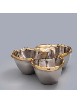 Gibox - Floret 3-section server Serving Platter with Stand Bowl Dish For Kitchen Dinner Table