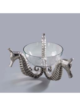 Gibox - Seahorse Sedentary Metal Glass Serving Bowl Platter Home Kitchen Party Decor