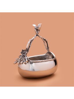 Gibox - Avifauna Bowl with Bird Handle Metal Serving Platter Home Gathering Kitchen Party Decor