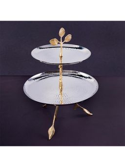 Gibox - Thistle 2-Tier Dessert Server with Stand Platter Dish For Kitchen Dinner Decor Accent