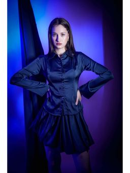 ASHTAG - Satin Eclipse Set Cinch Shirt and Midnight Bloom Skirt