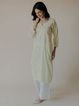 Old Marigold - Zeenat Cotton Yellow Hand Embroidered Chikankari Kurta