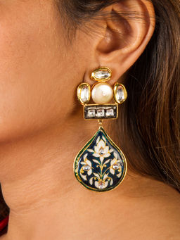 Joules By Radhika - Blue Meenakari Earrings
