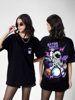 The Souled Store - Astro Rock Women Oversized Fit Half Sleeve Boyfriend T-Shirt Black