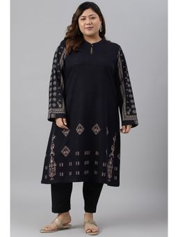 W - Blue Geometric Winter Kurta