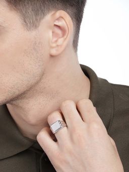 Carlton London - Men Silver Toned Rhodium-Plated Finger Ring