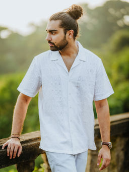 KINGDOM OF WHITE - Retreat Cambric Embroidered White Shirt
