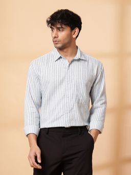 RIGO - Men Sky Blue Linen Stripe Shirt