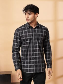 RIGO - Men Black Cotton Check Shirt