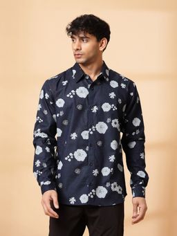 RIGO - Men Navy Blue Classic Full Sleeve Cotton Shirt