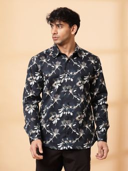 RIGO - Men Navy Blue Classic Full Sleeve Cotton Shirt