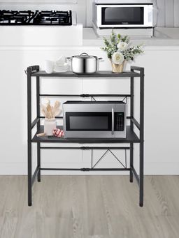 UMAI - Microwave Oven Rack 2 Step Organiser For Kitchen Cabinet Black