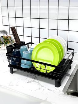 UMAI - Iron Kitchen Rack With Utensils Basket Drainer Black