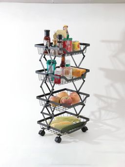 UMAI - Collapsible Storage Organizer Baskets Rack Four Layer Black