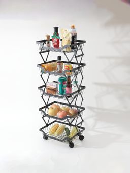 UMAI - Collapsible Storage Organizer Baskets Rack Five Layer Black