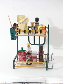 UMAI - Trapezoidal Two-Layer Seasoning Rack (Green Gold)