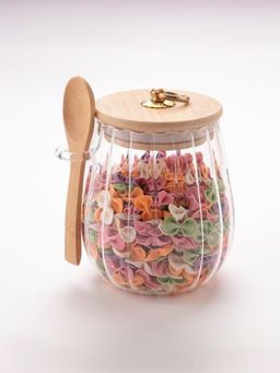 UMAI - Borosilicate Glass Jar With Bamboo Lid And Spoon (Round)