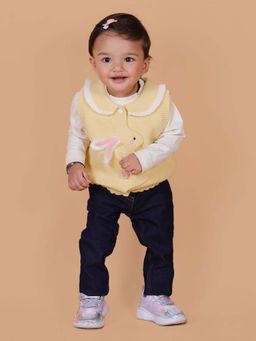 Mama & Peaches - Yellow Peekaboo Rabbit Sweater and Jersey (Set of 2)