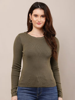 NOBARR - Viscose Full Sleeve with Round Neck Dark Green Sweater