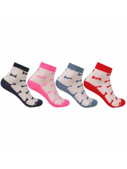 Bonjour - Women Multicolored Designer Net Socks - Pack Of 3