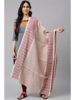 Aurelia - Off White Printed Cotton Dupatta