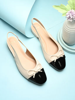 Styli - Women Tie Knot Back Sling Block Heel Sandals Beige