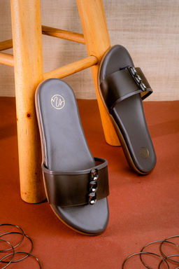 NR by Nidhi Rathi - Women Black Embellished Open Toe Sandals