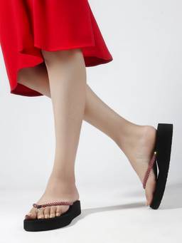 DENILL - Women's Maroon Platform Heels