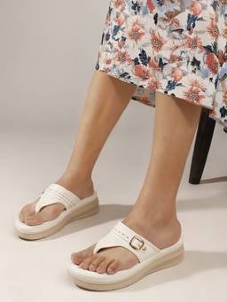 DENILL - Women's White Round Toe Sandals