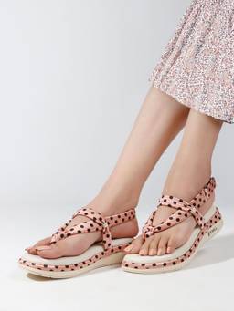 DENILL - Women's Peach Round Toe Square Toe Sandals