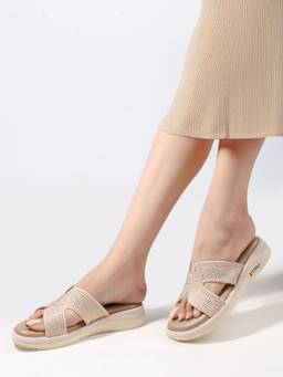 DENILL - Women's Cream Round Toe Sandals