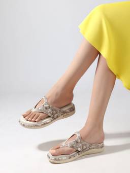 DENILL - Women's Cream Round Toe Sandals