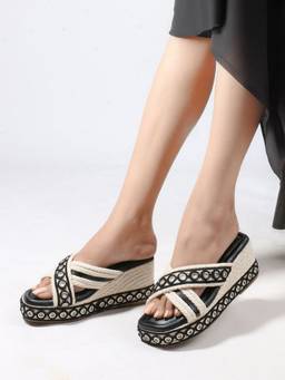 DENILL - Women's Black Wedges Heels