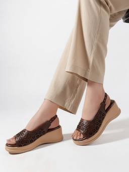DENILL - Women's Brown Wedges Heels