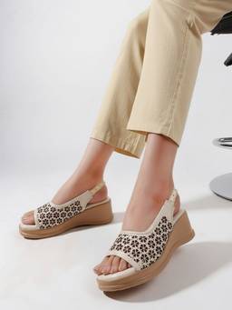 DENILL - Women's Cream Wedges Heels