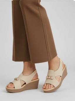 DENILL - Women's Cream Wedges Heels
