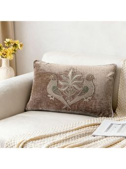 Life n Colors - Jewelled Parrot Embroidered Cushion Cover (12 x 18 Inches)